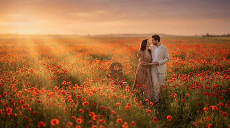 Infographie sur les noces de coquelicot, symbolique des 8 ans de mariage