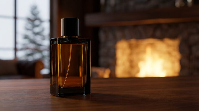 Bouteille de parfum Giorgio Armani Code Profumo sur fond élégant, évoquant une légende olfactive.