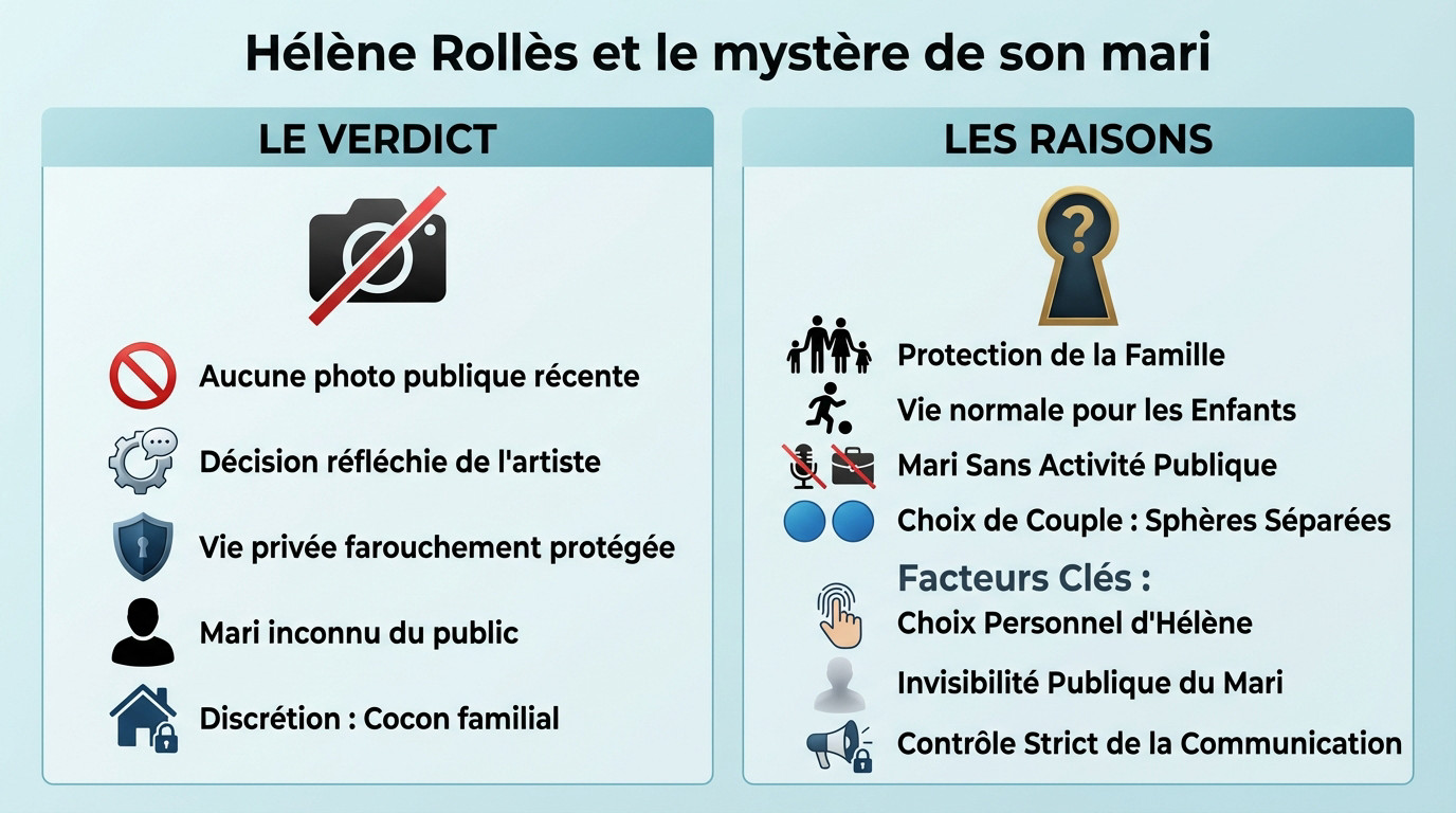 Infographie expliquant l'absence de photos d'Hélène Rollès et son mari