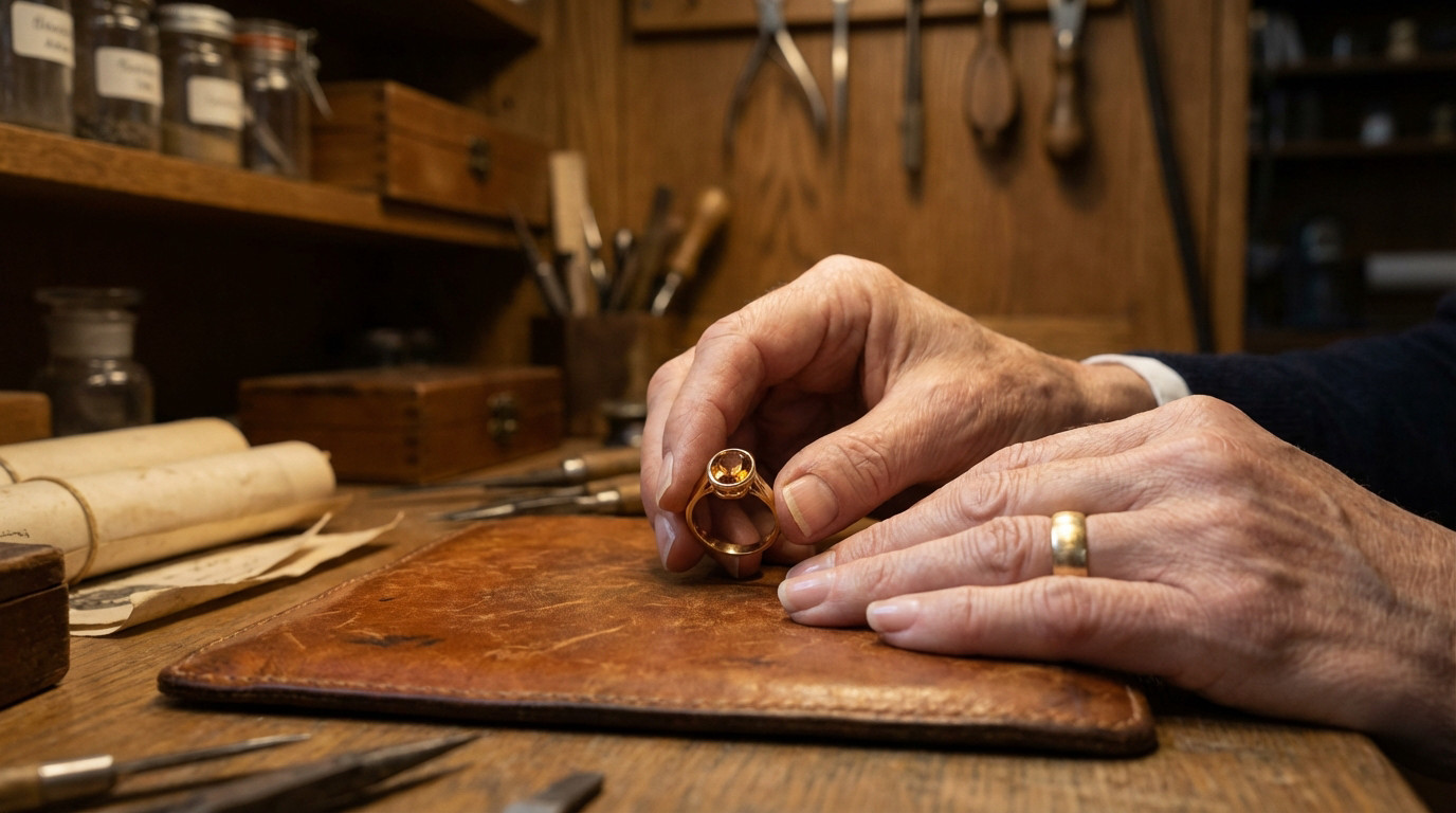Artisan crafting luxury leather goods at Maison Duret in Paris