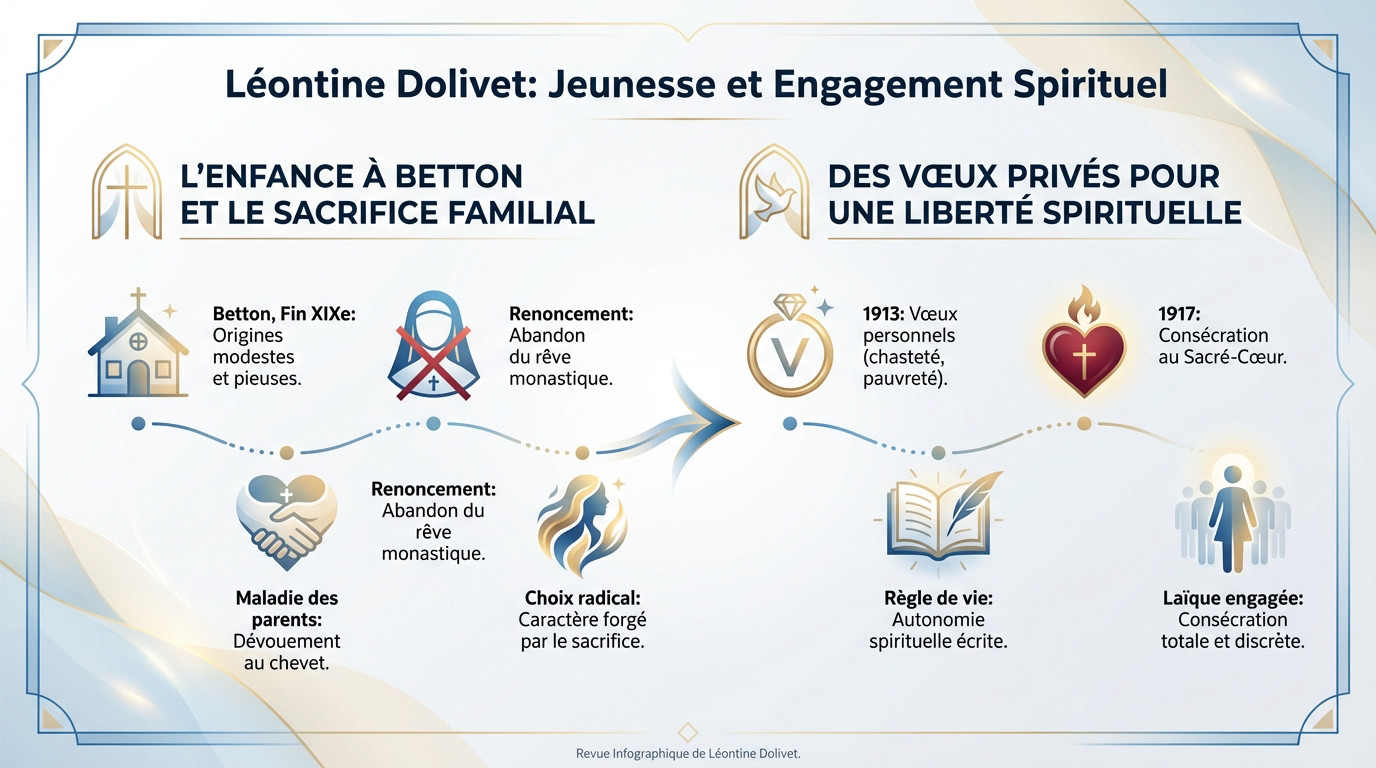 Portrait d'époque de Léontine Dolivet, figure de dévouement spirituel à Betton