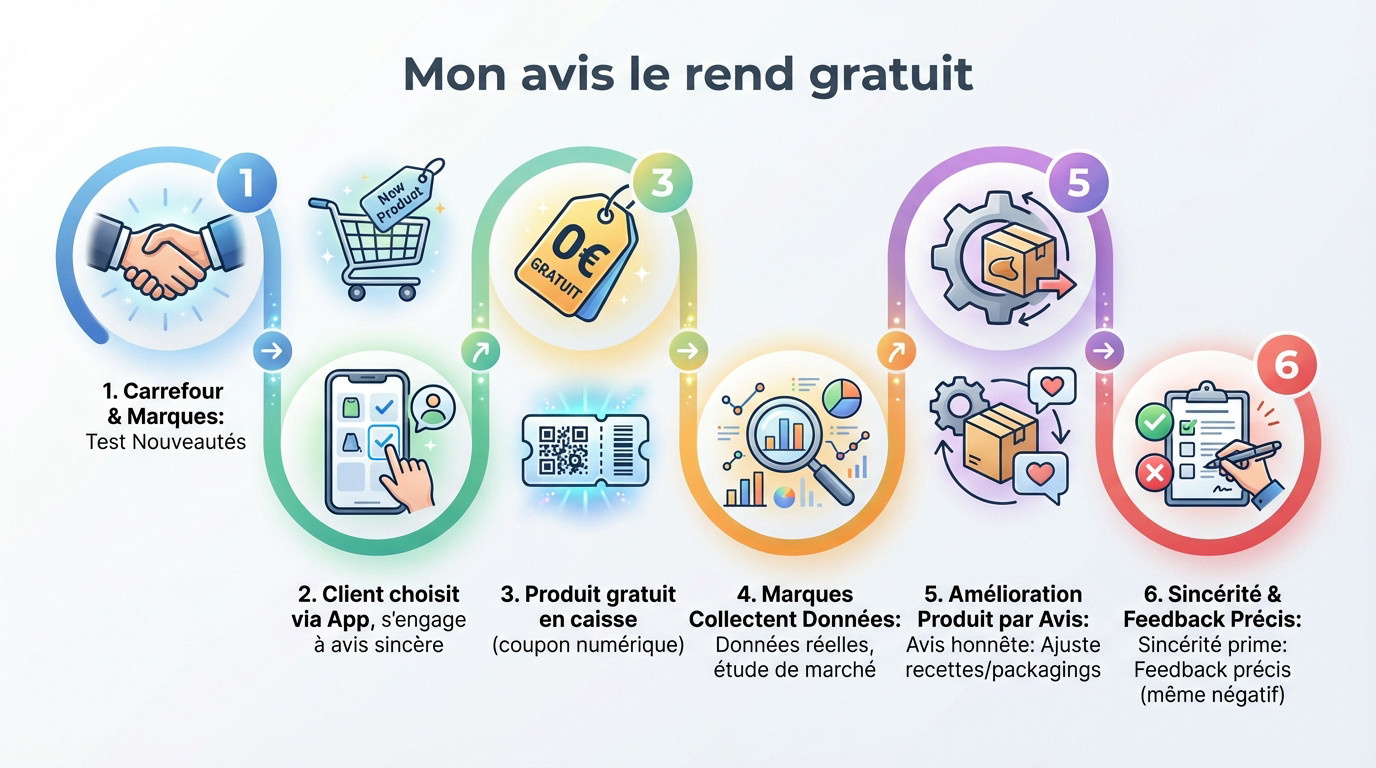 Application Mon Avis Le Rend Gratuit Carrefour pour tester des produits