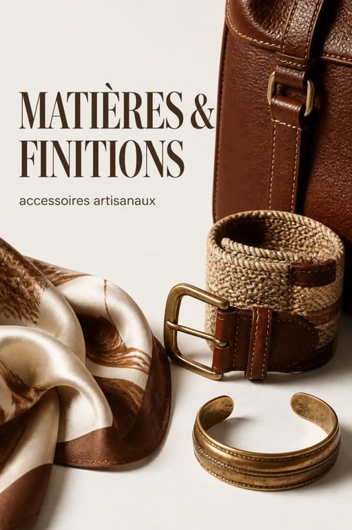 L’élégance intemporelle des accessoires artisanaux dans la mode actuelle illustrée par des matières et finitions artisanales en gros plan
