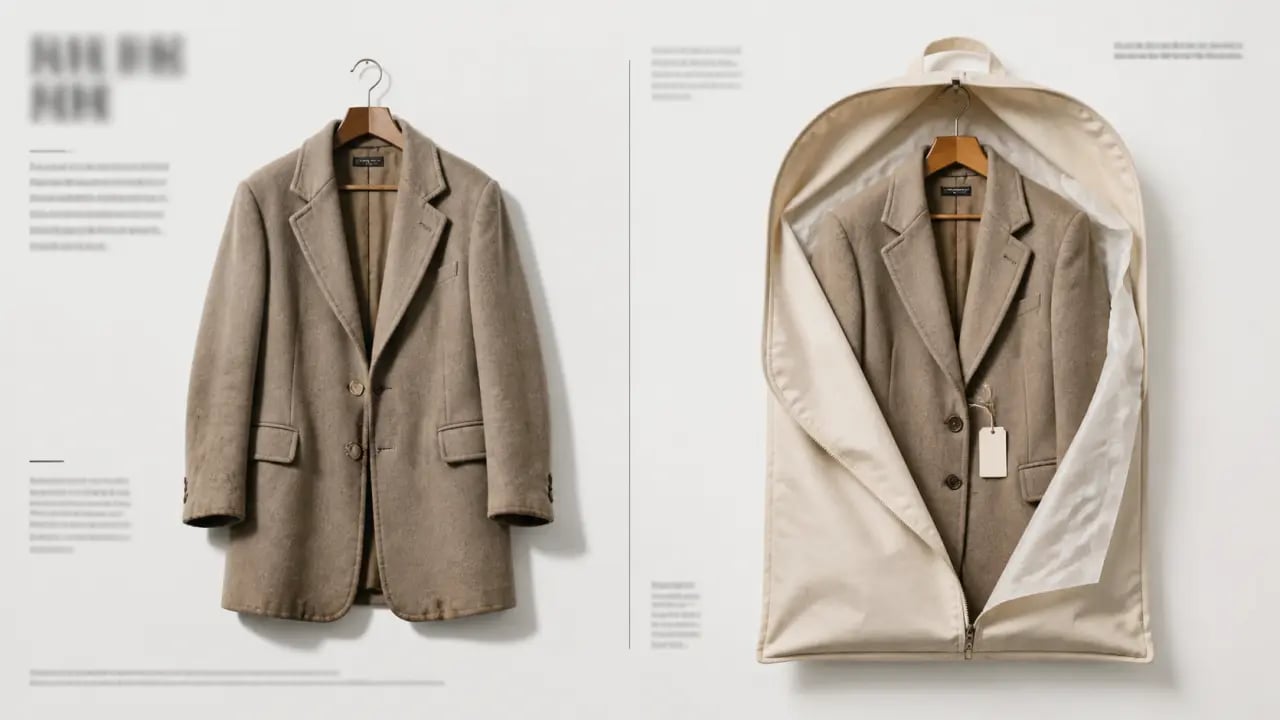 L'art de la transmission et le soin des vêtements hérités : avant/après d'un manteau vintage réparé et conservé avec soin